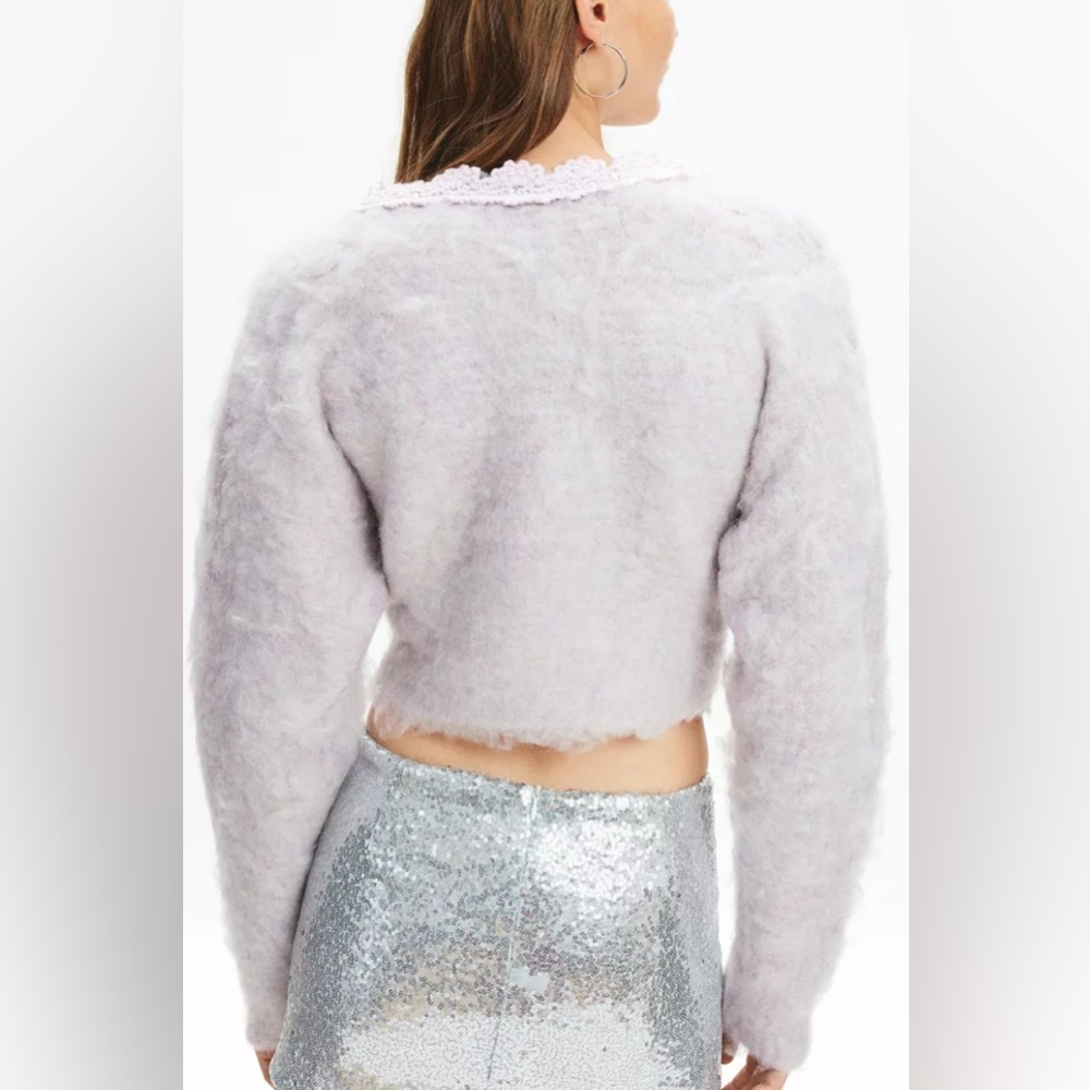 Urban Outfitters holiday party sweater in lilac, w/ pearls & rhinestones. Size M - Picture 3 of 11